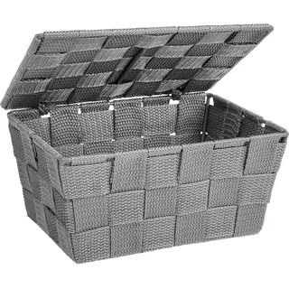Wenko Aufbewahrungskorb Adria mit Deckel 19 x 10 x 14 cm grau