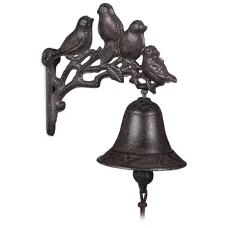 Relaxdays 2 x Türglocke Gusseisen Vögel Dunkelbraun