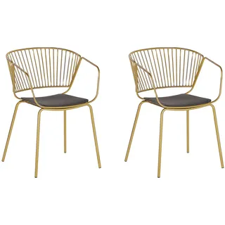 Beliani Esszimmerstuhl Rigby Kunstleder schwarz/gold 2er Set