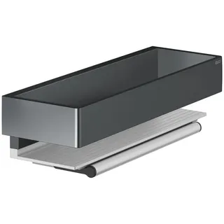 Keuco Duschkorb 11159130000 Schwarzchrom gebürstet, mit integriertem Glasabzieher