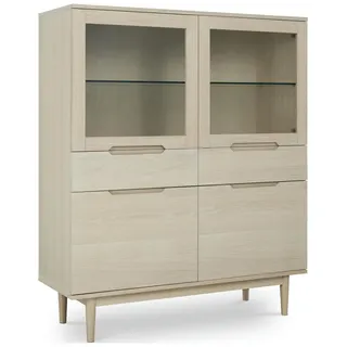 Highboard Enimeta Eiche Whitewash 146 cm - 4 Türen, 2 Schubladen, LED & Soft-Close