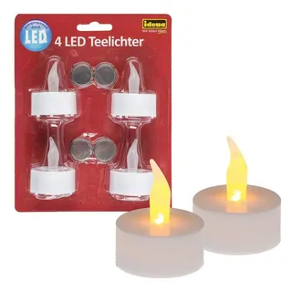 IDENA LED Teelichter 4 Stück weiß