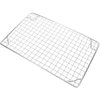LOORGVEL Edelstahl Grillrost mit Füßen 28 X 18cm Rechteckiges Grillgitter zum Backen und Braten Antihaftbeschichtetes Kühl und Grillrost für Holzkohlegrills und Camping