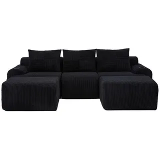 Wishdor Wohnlandschaft, Schwarz, Textil, 5-Sitzer, Rechteckig, 268x80x174 cm, Wohnzimmer, Sofas & Couches, Wohnlandschaften, Wohnlandschaft U-Form