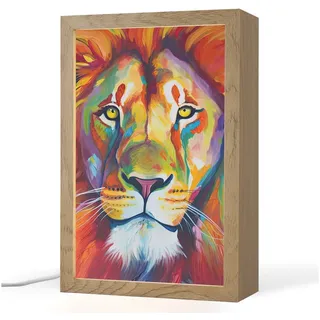 OnlyWow Tischleuchte Löwe - Tiere - Ölfarbe - Regenbogen, Dimmbar, Farbwechsel, LED, Warmweiß, Kaltweiß, Neutralweiß Einstellbar, Tischlampe, Schreibtischlampe, Desk, Dimmbar, mit Kabel, LED 20 cm x 8 cm x 30 cm
