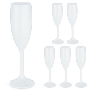 relaxdays Sektglas Sektgläser Kunststoff 6er Set, Kunststoff weiß