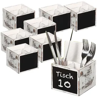 Kesper Besteckbox,, Weiß, Holz, 12x10x12 cm, Küchenzubehör, Besteckkästen