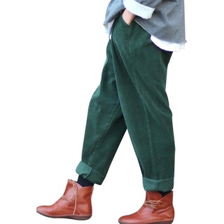 FIDDY Haremshose Damen-elastische Taille Corduroy Hose mit Taschen (1-tlg)