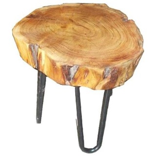 Casa Padrino Beistelltisch Akazien Holz / Eisen 33 - 45 cm - Industrial Möbel Hocker Tisch