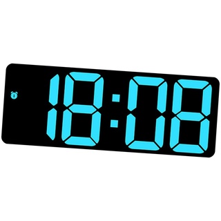Fenteer Digitale Wanduhr, dimmbar, 12-Stunden-24-Stunden-Anzeige, moderner Schreibtisch-Snooze-LED-Wecker mit Datums- und Temperaturanzeige für den Lernsaal, Blau