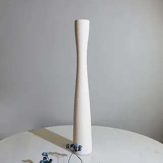 Cutfouwe Bodenvase Schmal 50 cm Hoch,Keramik Vase für Pampasgras,Weiß Matt Vasen Dekozweige,Trockenblumen Blumenvase,Schlicht Modern Deko Vase für Wohnzimmer Tisch Zuhause Büro Balkon Korridor
