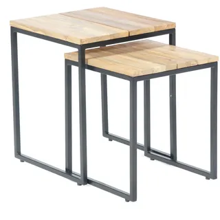 SonnenPartner Cambridge Beistelltisch 45 x 45 x 40 cm Anthrazit/Teak