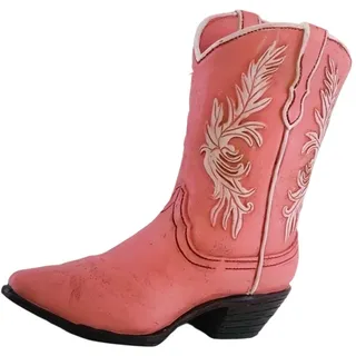 MotiveTech Harz Stiefel Vase Blumenvase, Cowgirl-Stiefel Vase für Blumen, Western-Harz Cowboystiefel Übertopf, Einzigartiger STIEFEL-Pflanzgefäß, Kunstharz Pflanzgefäß für Tisch Flippige Blume, Rosa - 8 cm x 17,5 cm x 17,5 cm