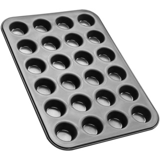 Zenker Muffinplatten Black Metallic 24er Mini-Muffin-Backblech, Edelstahl schwarz