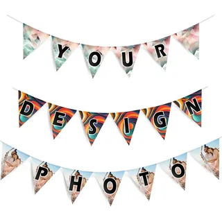 Wimpelkette mit eigenem Foto 4 Meter x 3 Stück Personalisiert Outdoor Party Flagge Girlande Geburtstags Dekoration Feier Banner und für Kinderzimmer Deko Bunting Wetterfester Stoff [164]