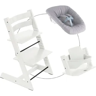Stokke® Tripp Trapp® Bundle Treppenhochstuhl inkl. Newbornset Light Grey & Babyset, weiss