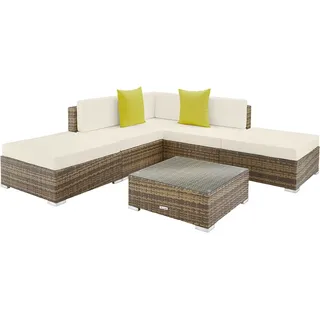 tectake Rattan Lounge mit Aluminiumgestell Paris  Natur
