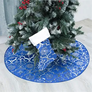 Mateju Weihnachtsbaum Rock Dekoration, Decke Weinachtsdeko Weihnachtsbaumdecke Röcke Ornaments für Weihnachten Baum Rock Deko Schutz (120cm,Blau)