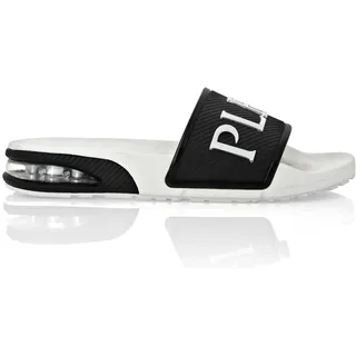 Plein Sport Flache Gummisandalen Damen Schwarz/Weiß 42