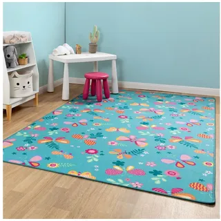 Steffensmeier Kinderteppich Sophia, Rechteckig, Schmetterlinge, Kinderzimmer blau Rechteckig | 200 cm x 300 cm