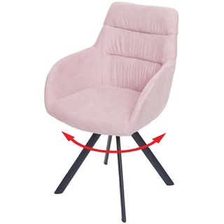 Esszimmerstuhl MCW-J69, Küchenstuhl Stuhl mit Armlehne, drehbar Auto-Position, Samt ~ rosa