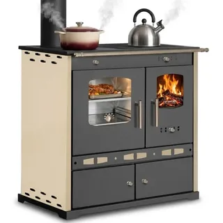 Prometey Küchenofen Holzherd ECO LUX INOX, Edelstahlbackfach, creme linke Version