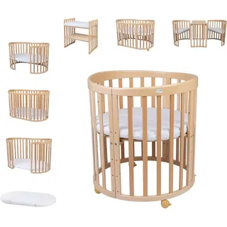 Waldin Babybett OWAL Kinderbett mit Matratze, mitwachsendes Kinder-Bett,Ohne Stoffset,Holz natur