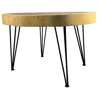 Licht-Erlebnisse Couchtisch KADAN, Kaffeetisch Baumscheibe Hairpin Legs 86x96 cm beige|schwarz