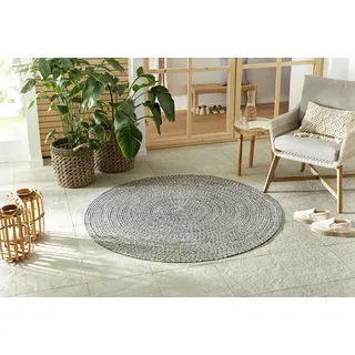 HANSE HOME Teppich HANSE HOME Trenzado grau (grau, weiß), H:10mm Ø:200cm, Polypropylen, Teppiche, Teppich, In- & Outdoor, Handmade-Look, Gewebt, Wetterfest, Balkon, Wohnzimmer