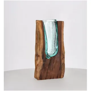 Holzvase mit Glaseinsatz 30 cm, Design-Vase aus Gamal-Holz, Unikat