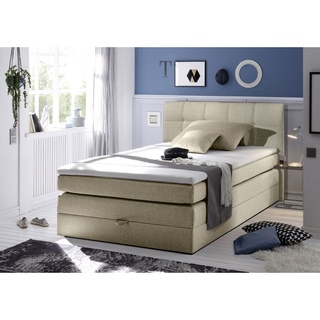 New Bed 120x200 cm Boxspringbett Bett inkl Bettkasten Beige