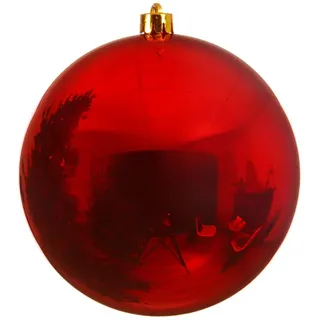 Große Weihnachtskugeln aus Kunstoff, Durchmesser 20 cm, Christbaumkugeln in Rot, Gold und Silber, Baumkugeln, glänzend (Rot, 25 cm)