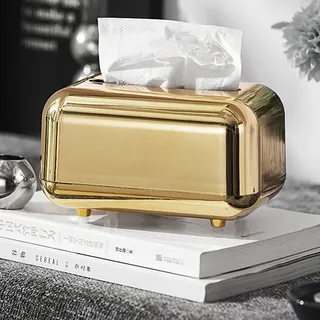 Goldene Taschentuchboxen, Serviettenhalter, itchen Taschentuchbox, Papierkoffer, Organizer, Badezimmer, luxuriöse Feuchttücher-Aufbewahrungsbox (Gold)