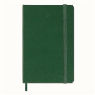 MOLESKINE Buchkalender, 12 Monate Tageskalender 2024, A6, 1 Tag = 1 Seite, Fester Einband grün