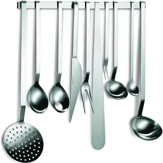 Mono Küchenutensilien-Set 10+1 Hakenserie aus Chromnickel-Edelstahl 18/10, spülmaschinenfest - Silber
