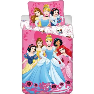 Jerry Fabrics Disney Prinzessinnen Herz Baumwolle Bunt 140 x 200 cm + 70 x 90 cm