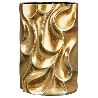 Gilde Vase "Relief" antik goldfarben, wasserdicht Europäische Herstellung H: 36 cm B: 25 cm T: 14 cm 28984 - Braun