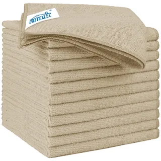 HOMEXCEL Braun Mikrofasertücher 12 Stück, Wiederverwendbare Küchen-Mikrofaser-Reinigungstücher, Lappen Putztücher Geschirrtücher, Fusselfreie Waschbare für Zuhause, Fenster, Auto 32 x 32 cm