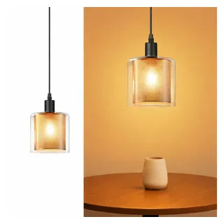 ZMH Pendelleuchte Esszimmer Vintage Pendellampe mit Doppeltem Schirm 1/3/4 Flammig Flur, ohne Leuchtmittel, E14 Esstischlampe Glas Metall Esszimmerlampe Industial für Wohnzimmer blau 12.8 cm x 12 cm x 171.5 cm
