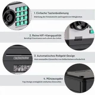 Spardose ATM Elektronisch mit Passwort, Digitale Geldsparbox Schwarz, Kleingeld