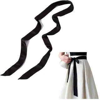 Taillengürtel,5cm x 200cm Bindegürtel Damen Satin Gürtel,Trachtengürtel Schwarz,Gürtel Kleid,Band Imitated Silk Lange Schal,Krawatte Damen,Blanke Dünner Band für Stoffgürtel Schal und Hut Zubehör - 200 × 5 cm