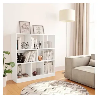 furnicato Bücherregal Weiß 97,5 x 29,5 x 100 cm aus Holzwerkstoff, 1-tlg., Regalwand mit 8 Fächern für viel Stauraum und Wandbefestigung weiß
