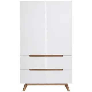 Wäscheschrank skandinavischer Stil, weiß und helles Holz KELMA