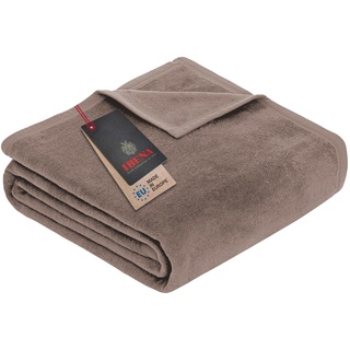 Ibena Porto xl Decke 180x220 cm – Baumwollmischung weich, warm & waschbar, Tagesdecke taupe einfarbig