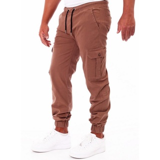 Reslad Cargohose Reslad Chinohose Herren Chino Freizeithose Cargo-Hose Jogginghose (1-tlg) bequeme Chino Hose Herren lange Hose mit Seitentaschen braun 34