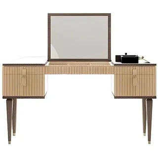 Xlmoebel Schminktisch Elegante Schminkkonsole mit Spiegel und geräumiger Kommode (1-St., Schminktisch), Hergestellt in Europa beige|braun