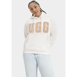 Kapuzensweatshirt UGG "W REY UGGFLUFF LOGO HOODIE" Gr. XS (34), weiß Damen Sweatshirts