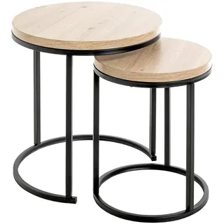 Haku-Möbel HAKU Möbel Beistelltische-Set rund MDF-Platte eiche, 2 St.