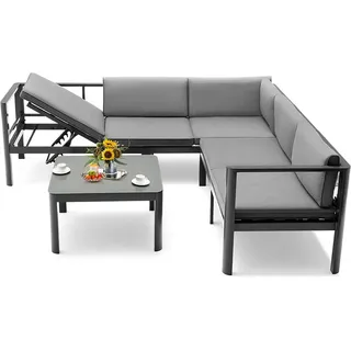 Costway Loungeset grau/weiß