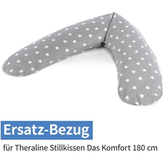 Theraline Ersatzbezug für Stillkissen Das Komfort 180 cm - Big Stars - Grau